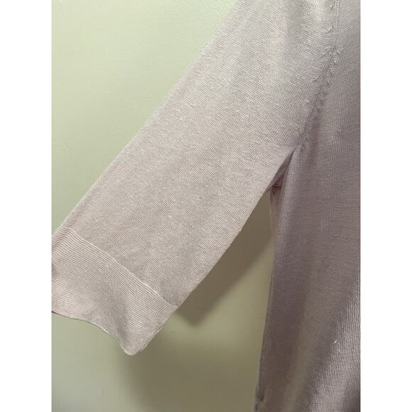 J JILL XL Lavender‎ Lilac Linen Blend 3/4 Sl lightweight Boat Neck Knit Top EUC - Picture 3 of 6